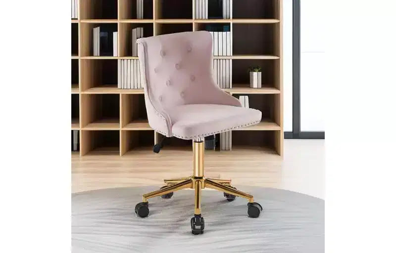 Chaise de bureau sans accoudoirs en velours, jolie chaise de coiffeuse rembourrée avec dossier pour chambre, femmes et filles