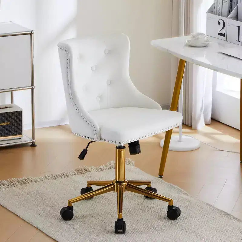 Chaise de bureau sans accoudoirs en velours, jolie chaise de coiffeuse rembourrée avec dossier pour chambre, femmes et filles